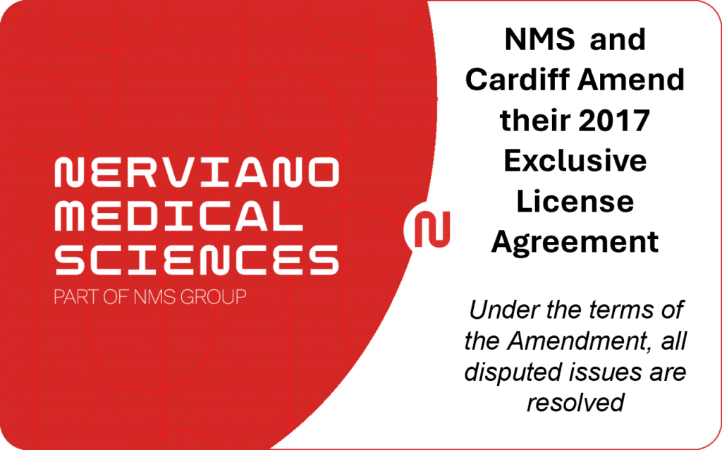 Nerviano Medical Sciences and Cardiff Amend their 2017 Exclusive License Agreement